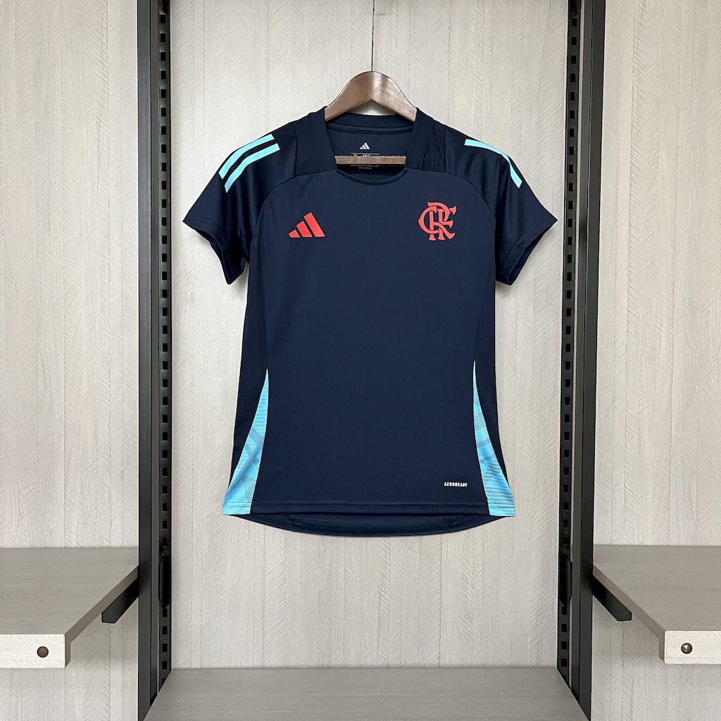 Camisa azul escura para usar antes da partida Flamengo 2025/26 Feminino