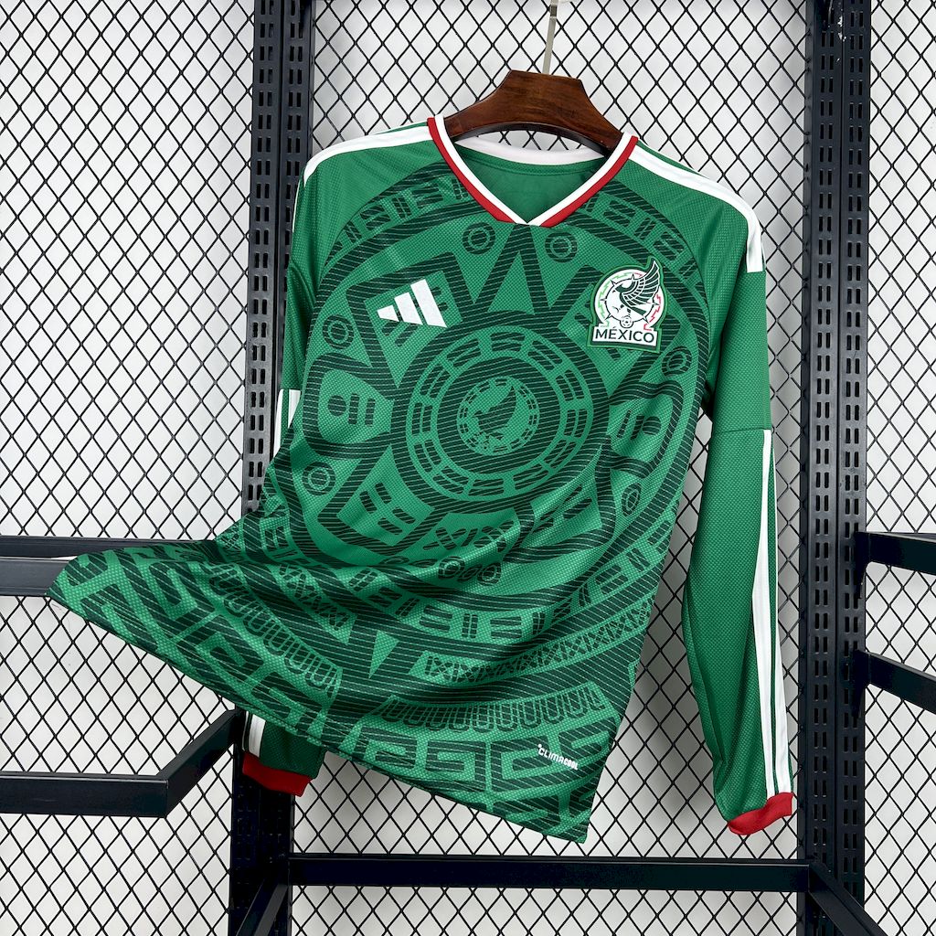 Camisa Copa do Mundo Titular Manga Longa Mexico 2026 Masculino