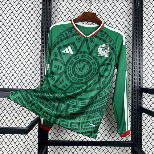 Camisa Copa do Mundo Titular Manga Longa Mexico 2026 Masculino